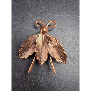 Vintage Bell Trading Post Copper Insect Pin Leaf Wings Southwestern